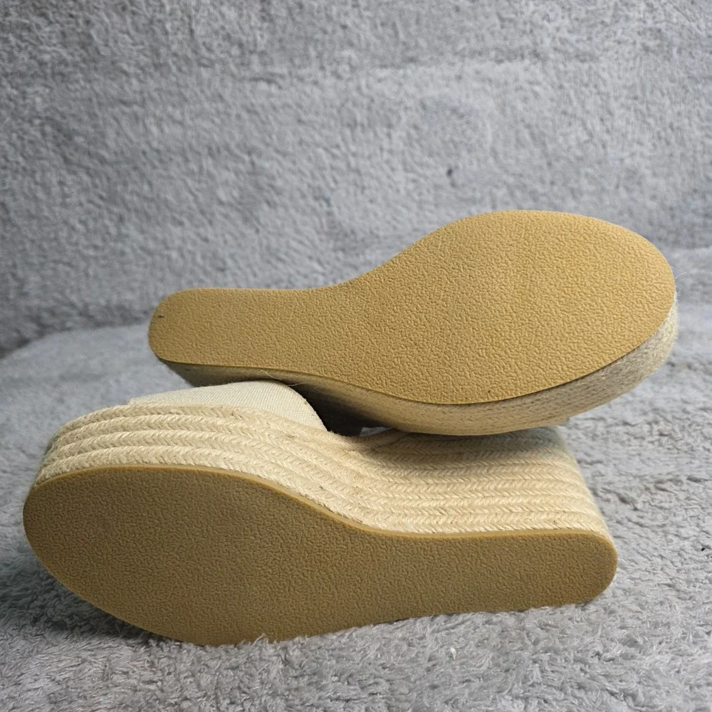 Steve Madden Platform Espadrille Wedge Sandals‎ Natural Linen Tan Women 10M NEW